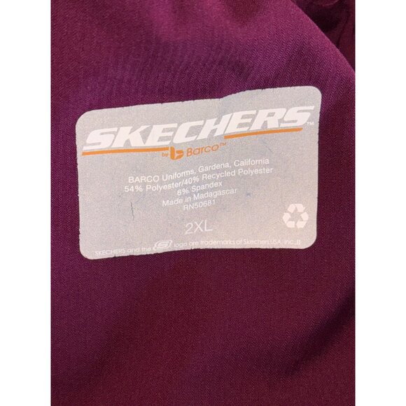 Skechers Barco Unisex Burgundy Scrub Pants 2XL Polyester/Spandex - Picture 3 of 8